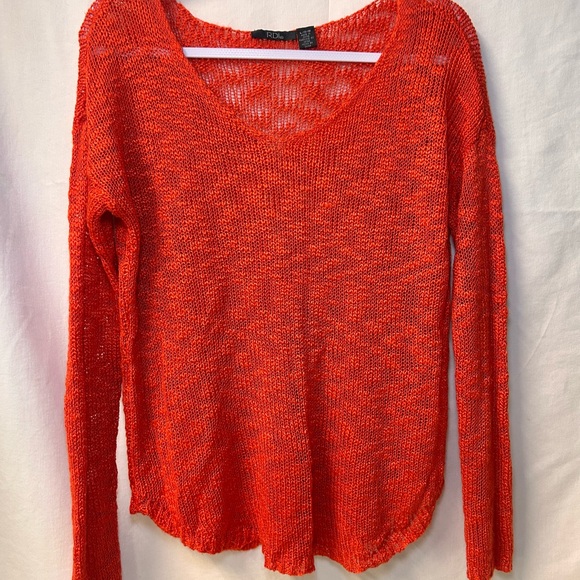 RDI Sweaters - RDI Burnt Orange Sheer V-Neck Sweater Large